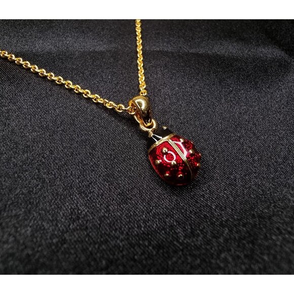Vintage Joan Rivers Gold-Tone Necklace With Red Ladybug Pendant - Picture 3 of 6